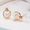 Suministro Directo de Fábrica Pendientes Simples de Perla de Agua Dulce para Mujer Estilo Fresco Moda Pendientes con Pin de Plata S925