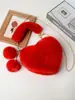 Bolso de mano transfronterizo con forma de corazón de felpa, bolso de hombro y bandolera para mujer, bolso de cadena de piel sintética de conejo, bolso lindo con forma de corazón, modelo nuevo