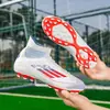 Nuevos zapatos de fútbol F50 sin costuras de punto volador transfronterizos para hombre, de caña alta para mujer estudiante, con tacos largos para césped, competición, entrenamiento, zapatos deportivos