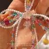 Diseño Color Dopamina Abalorios Lazo Estrella Colgante Dulce Arcoíris Cadena para Teléfono Llavero Ins
