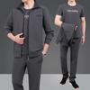 Roupa Esportiva Casual para Homens de Meia-Idade e Idosos, Roupa de Outono Casual para Pais, Tamanho Plus, Roupa Esportiva de Três Peças para Homens de Meia-Idade