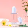 Frasco Dosador Cosmético PETG 60/100ml Frasco Quadrado Transparente de Plástico com Ponta Conta-gotas para Tônico Essência Líquido