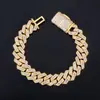 Cadena Cubana de Rombos de 14 mm de Hip-Hop Europeo y Americano Mezclada con Pulsera para Hombre de Cuadrado T Tendencia Pulsera de Zirconia de Alta Calidad Personalización