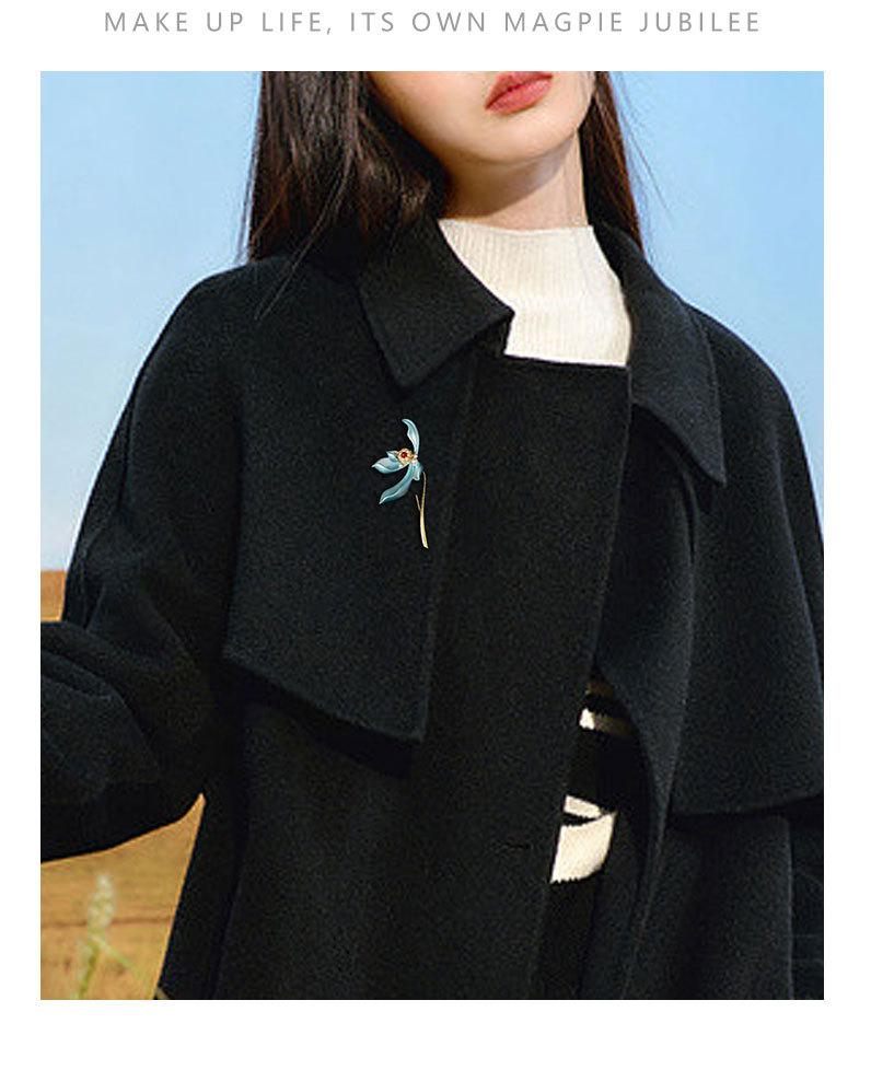 新款国风时尚优雅莲花胸针小众设计简约百搭花朵别针