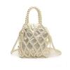 Bolso de Hombro Coreano de Moda con Cuentas para Mujer Bolso de Mano Tejido a Mano Acabado 2025 Verano Nuevo Cadena Bolso de Mujer