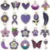 Estilo Ins Morado Soñador Aleación Goteo de Aceite Pluma Corazón de Uva Colgante DIY Pendientes Llavero Pulsera Accesorios de Joyería