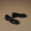 Zapatos de tacón grueso de una sola pieza para mujer, estilo Camelia francesa, boca poco profunda, suela blanda, versátiles para ir al trabajo, no cansan.