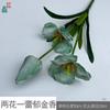 Tulipa Flor de Três Pétalas Duas Folhas Tulipa Florindo Cinco Flores Decoração de Sala de Estar em Casa Flor Artificial Flor de Casamento Obra de Arte Flor de Seda