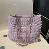Bolsa de Hombro tipo Tote Plisada en la Axila con Hombros de Burbuja Otoño e Invierno 2024 para Mujer Gran Capacidad Casual Estilo Occidental Moda Bolso para Mujer