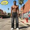 Comercio exterior transfronterizo Jeans de hombre de color liso de corte recto europeo y americano, pantalones rectos básicos versátiles de mezclilla lavada