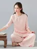 Traje Zen Casual Holgado de Algodón y Lino Estilo Chino Retro Nuevo de Verano Traje de Té de Meditación de Temperamento Traje de Tai Chi Traje de Yoga