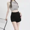 Shorts pretos femininos de verão, cintura alta, justos, estilo coreano, para baixinhas, projetados para evitar exposição, perfeitos para usar por baixo de saias ou sozinhos
