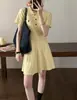 Vestido de Verano de Punto Trenzado de Manga Corta para Mujer, Estilo Casual Universitario, Polo Clásico de Comercio Exterior