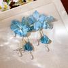 Brincos de Tule com Flor de Cristal e Franjas Frescos e Simples para Rostos Quadrados e Redondos, Design de Gancho Versátil para o Dia a Dia, Brincos Únicos para Mulheres