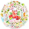 Novo Conjunto de 50 Adesivos de Coquetéis de Verão, Pacote de Adesivos de Grafite de Bebidas Frescos e Simples Feitos à Mão para Decoração de Diário e Caderno