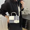 Bolso Cuadrado Pequeño con Parches de Color Contrastante para Mujer, Bolso Cruzado de Textura Simple, Bolso de Hombro de Estilo Nuevo, Bolso de Mano, Producto Nuevo de Nicho Transfronterizo