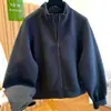 Chamarra corta con cierre y cuello alto estilo coreano para mujer, otoño/invierno 2026, corte holgado, fresca y de estilo casual, chaqueta/sudadera oversized