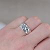 Anillo de plata S925 con diseño de nicho de apertura hecho a mano para mujer, con diseño de estrella y borde cruzado.