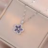 Collar para Mujer, Moderno Collar de Flor Azul con Circonita, Estilo Coreano y Japonés, Fresco y Único, Cadena para Clavícula de Bosque Moda y Dulce