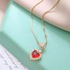 Colgante de Collar de Moda Coreana Lindo Estilo Ins Diseño de Nicho Zircón Rojo en Forma de Corazón Microincrustado Venta al por Mayor Exquisita Incrustación