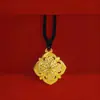 Colgante Ruyi de Punto de Diamante Dorado Arena Antigua Resistente al Fuego Nuevo Estilo Chino Fu Lu Regalo para Mujer