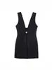 Estilo Europeo y Americano Sexy Escote en V Profundo Joyería Lazo Vestido Corto Cintura Ceñida Vestido Chaleco Falda Corta 4772261