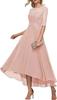 Vestido de Noiva de Renda Amazon para Noite 2026 Novo Meia-Manga Aplique Linha A Chiffon Vestido Formal