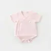Macacão Bebê Triângulo Classe A Fibra de Bambu Verão Fino Macacão Bebê Jacquard Manga Curta Body para Recém-Nascido