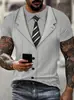 2026 Nueva Camiseta de Manga Corta con Estampado Digital 3D para Hombre, Moda Transfronteriza Europea y Americana, Falsa de Dos Piezas