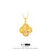 Ouro de areia vietnamita moda nicho senso de design ponto de strass trabalho em ouro trevo de quatro folhas pingente de cobre alto senso temperamento corrente de clavícula