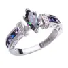 Accesorios Transfronterizos Huajie Anillo Exquisito de Circonita Oval Multicolor Moda Femenina Tendencia Popular de Exportación Anillo