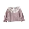 Blusa de Manga Larga con Volantes y Estampado Floral para Niña, Estilo Primavera y Otoño, Blusa de Bebé con Lunares y Cuello de Muñeca, Ropa Infantil