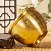 Olla de Arroz de Latón Olla de Cien Bendiciones de Cobre Puro Latón Real Atrae Riqueza y Tesoros Olla Tesoro Olla de Cobre Adorno Creativo de Mesa para Sala de Estar