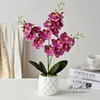 Flor Artificial Novo Estilo com 18 Cabeças, Bonsai de Orquídea Phalaenopsis com Toque Real, Decoração de Flor Falsa Elegante e Criativa, Planta Artificial