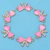 Novo Colar Pulseira Pingente Padrão Laço Duplo Pendurado Pontos de Gotejamento de Óleo Diamante Pingente Joias Criativas Acessórios DIY