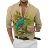 Estação Independente Europeia e Americana Transfronteiriça Masculina Nova Camisa Quente Personalizada Impressão Digital 3D Manga Longa Casual Tendência Top