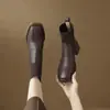 Botas femininas de cano curto de tricô com salto plataforma, coleção outono/inverno 2026, botas de salto alto justas, botas estilo Martin versáteis, botas tipo meia elástica
