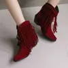 Talla grande Tacón Grueso 48 Nuevo Británico 40 Comercio Exterior Botas con Borlas Botas Delgadas Botas Cortas Botas de Tacón Alto Otoño e Invierno Mujeres Adultas