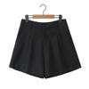 Runqi Plus Size N8670 Cintura Alta Barra Dobrada Linha A Shorts de Terno para o Trabalho Atacado Shorts Casuais Femininos