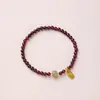 Pulsera de Granate Natural con Tres Círculos, Pulsera de Cristal Rojo Vino de Alta Calidad y Jade Hetian, Estilo Caliente de Transmisión en Vivo