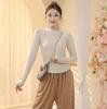 Roupa de Dança Roupa de Yoga Feminina Professor Roupa de Prática Corporal Moderna Feminina Outono Manga Longa Novo Decote Redondo Adulto Top de Dança