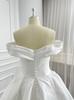 Vestido de Novia Ligero Francés 2025 Nueva Llegada Novia Estilo Hepburn Vintage Satén Hilo Discreto Un Hombro Elegante Vestido de Bienvenida