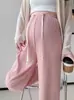 Calça de Maternidade Estilo Coreano Wide-Leg Comprimento Total Cordão Cintura Ajustável Calça Reta Simples Várias Cores Disponíveis Calça Longa de Gravidez Verão