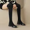 Botas Ante Botas Largas Medias Gruesas Elásticas Hasta la Rodilla Botas Delgadas Nuevo 4333 Tacones Altos Comercio Exterior Sin Botas Bailarina de Barra Mujer