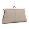 Bolso de mano largo con clip de moda simple de cuero genuino, nueva billetera de piel de vaca de primera capa, bolso de almacenamiento dorado con boca, gran capacidad