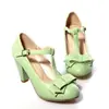 2021 Nuevo Estilo Coreano Lazo Dulce Hebilla T Zapatos de Estudiante Tacones Altos Tacón Grueso Zapatos de Una Sola Capa Talla Talla Zapatos de Comercio Exterior