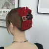 2026 Nuevo Estilo Pinza para el Cabello con Lazo Grande de Terciopelo Rojo, Accesorio para el Cabello para Niñas, Tocado de Princesa Nupcial de Borla de Alta Gama