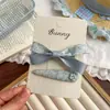 Presilha de cabelo azul com laço floral de primavera, fresca e delicada, grampo de cabelo de alta qualidade para meninas, presilha para franja, acessório de cabelo para franja
