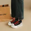 Zapatos de Lona con Suela Gruesa para Aumentar la Altura para Mujer, Nuevo Estilo de Verano, Tejido Delgado y Transpirable, Antideslizantes, Versátiles, Casuales, Zapatillas de Plataforma con Bloques de Color para Mujer