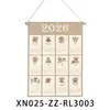 Calendario de Año Nuevo 2026 Bandera Colgante Decoración de Pared de Dormitorio Tela de Fondo Tela de Fondo Colgante de Pared de Tela Oxford con Palo de Madera Cordón